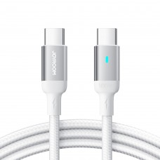 Laidas USB C - USB C (K-K) 1.2m 100W pintas su LED indikatoriumi baltas (white) Joyroom S-CC100A10